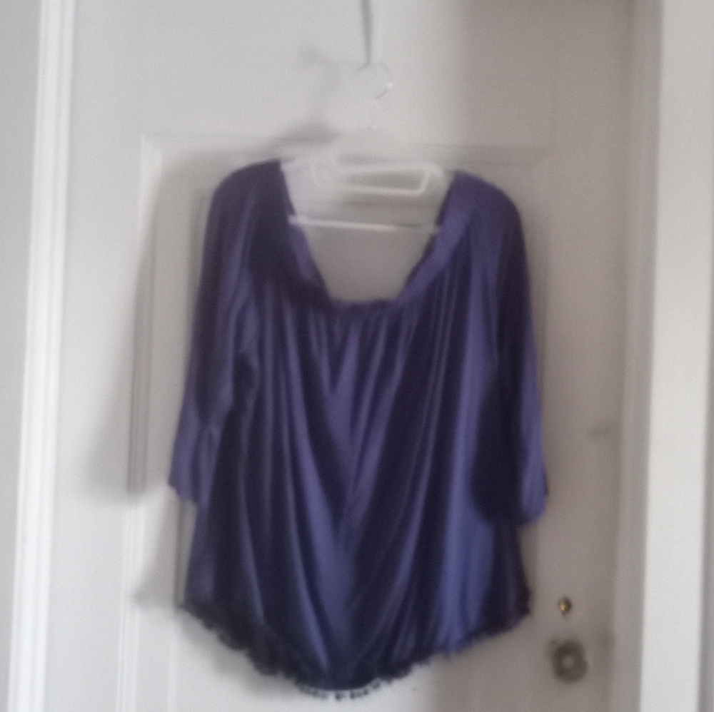 BLUE OFF SHOULDER SHIRT XXL